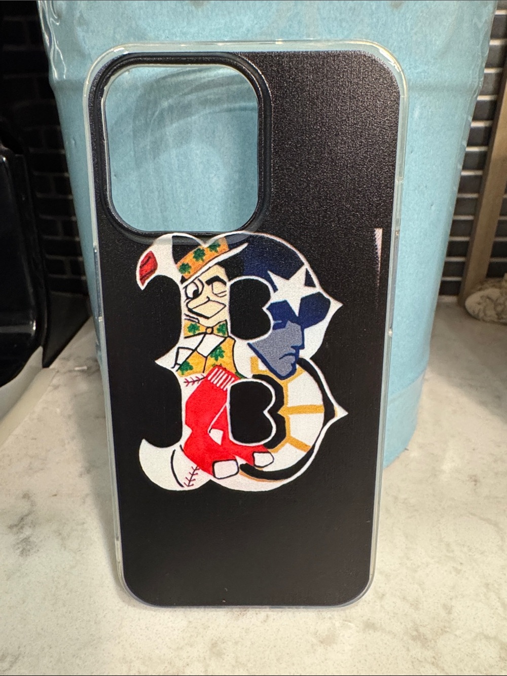 Custom Black iPhone Case with Boston Teams Graphic Design